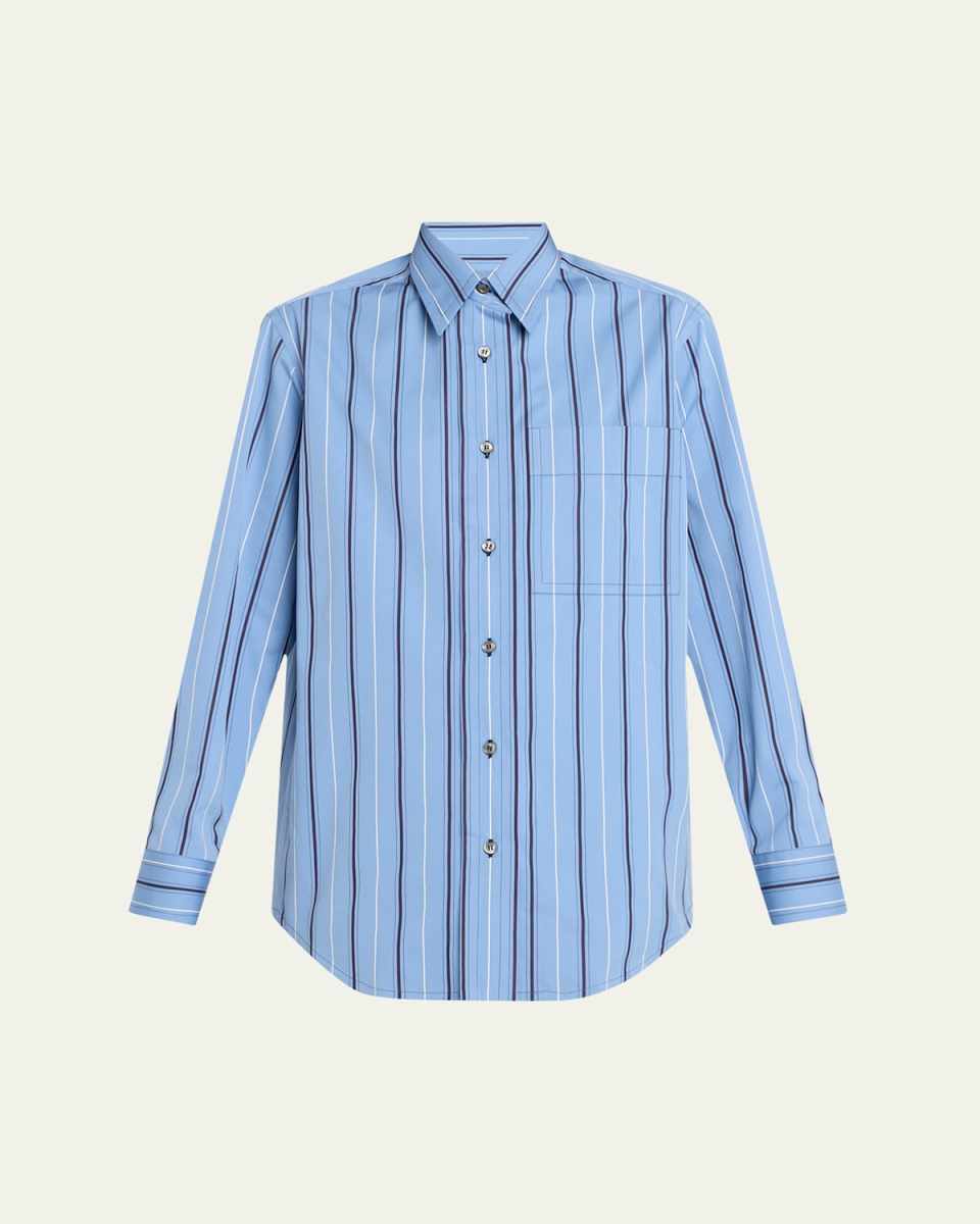 Stripe Button Down Cotton Twill Shirt